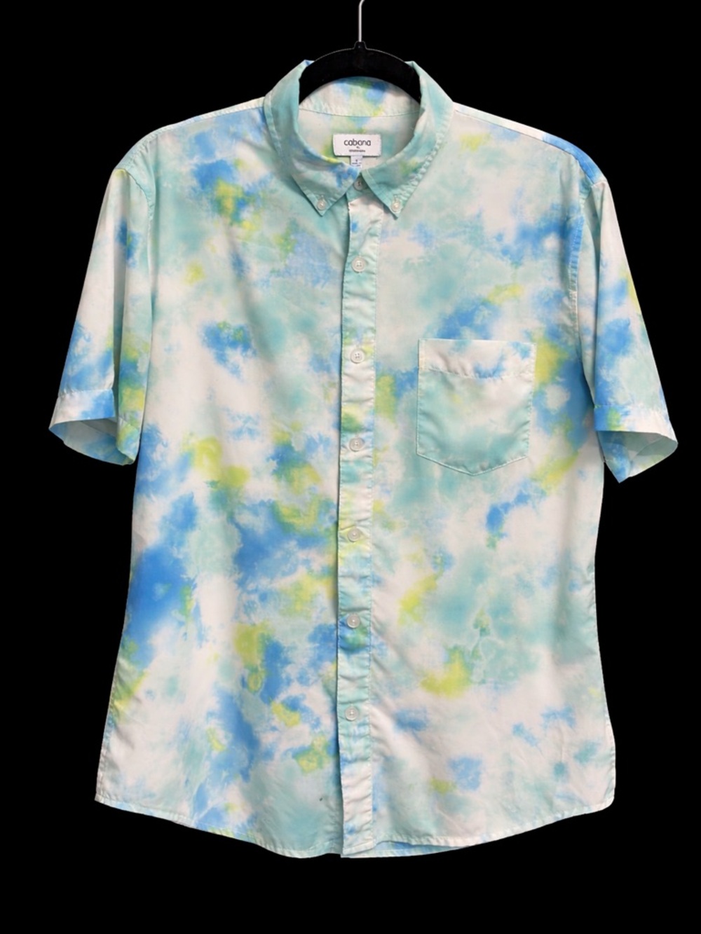 Cabana Short Sleeve Tie-Dye Button-Down Shirt - Blue, Green, White